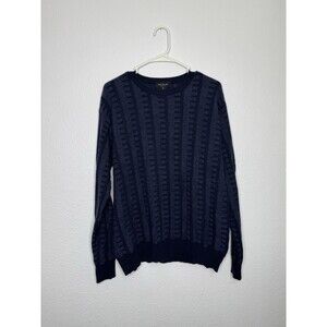 VTG Mino Milano Italy Wool Acrylic Geometric Blue Gray Crew Neck Men’s Sweater M